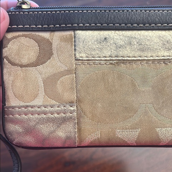 Coach Metallic and Brown Patchwork Wristlet - Picture 2 of 6